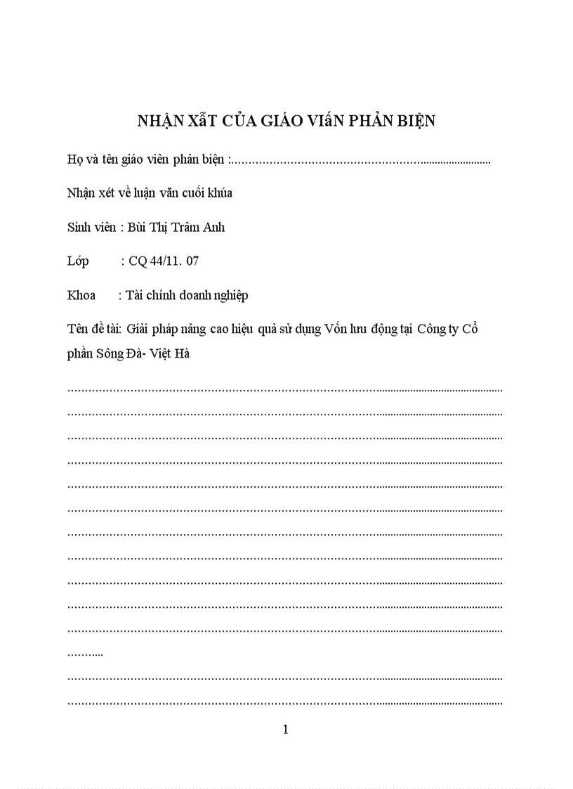 image for page Giải pháp nâng cao hiệu quả sử dụng vốn lưu động tại Công Ty Cổ Phần Sông Đà Việt Hà