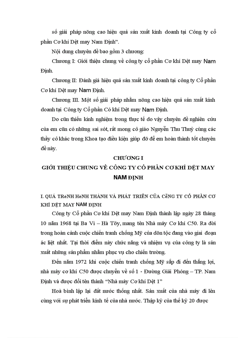 image for page Một số giải pháp nâng cao hiệu quả sản xuất kinh doanh tại Công ty cổ phần Cơ khí Dệt may Nam Định 1