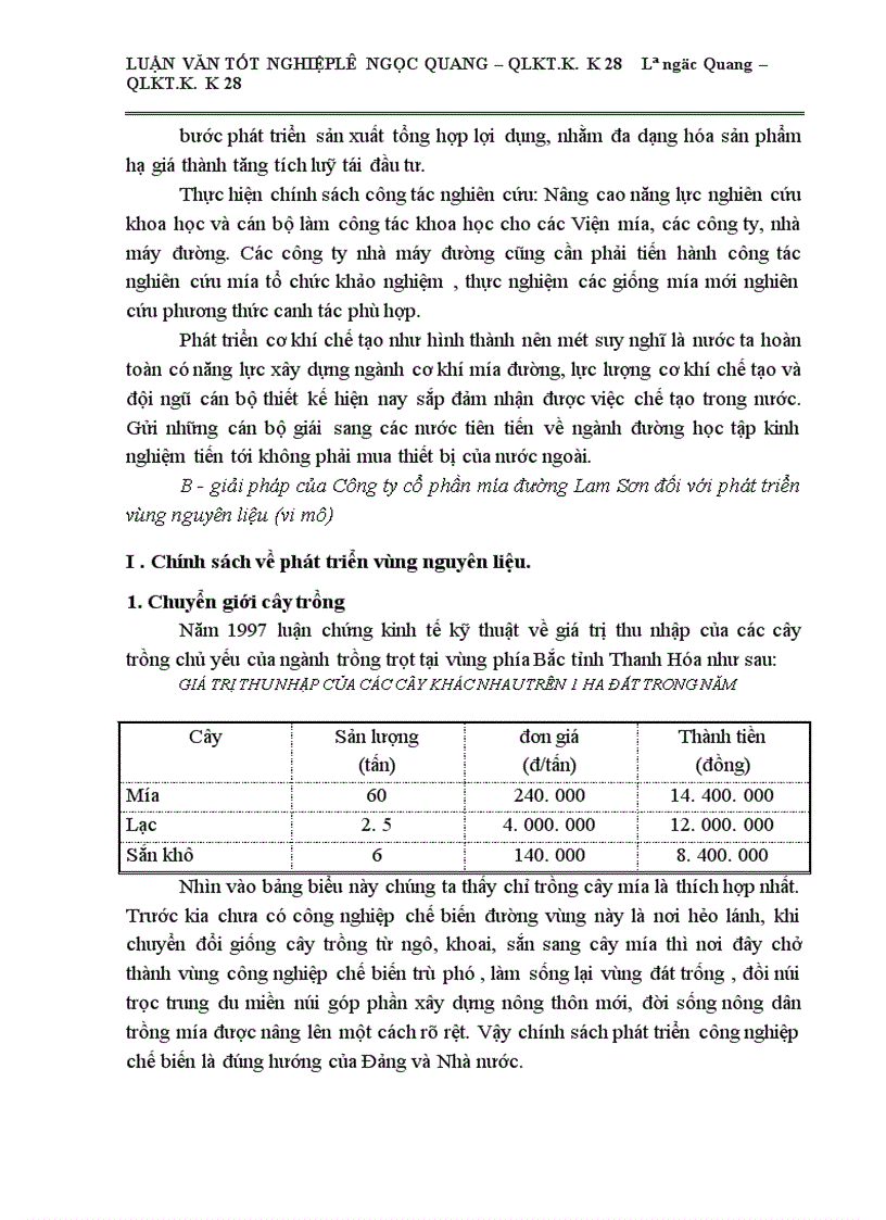 image for page Một số giải pháp cơ bản về phát triển vùng Nguyên liệu Công ty Cổ phần mía đường Lam Sơn