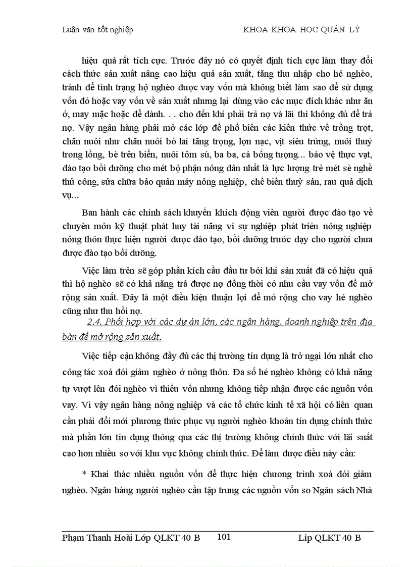 image for page Một số giải pháp nhằm nâng cao hiệu quả quản lý và sử dụng vốn cho vay ở ngân hàng phục vụ người nghèo Hà Tây