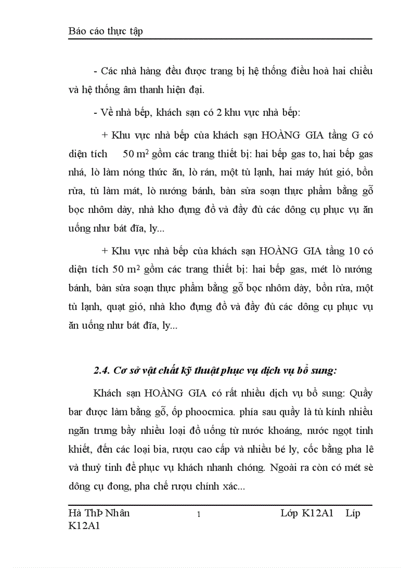 image for page Báo cáo thực tập về khách sạn Hoàng Gia