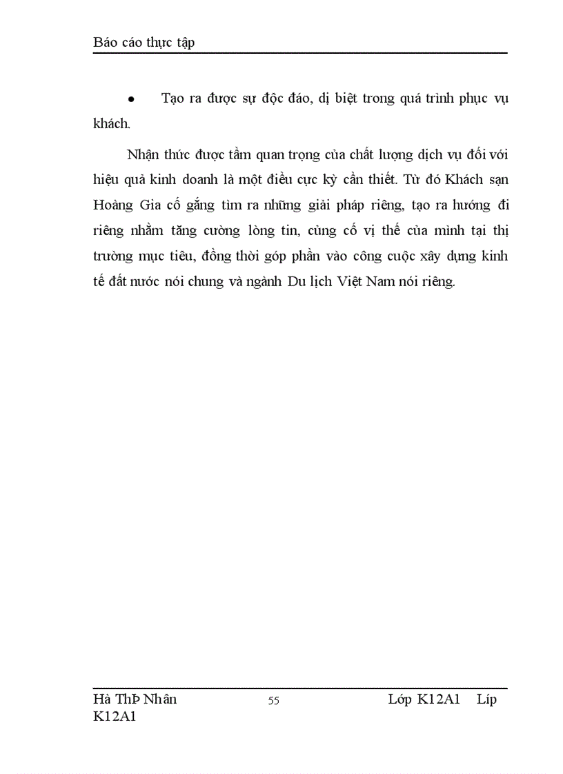 image for page Báo cáo thực tập về khách sạn Hoàng Gia