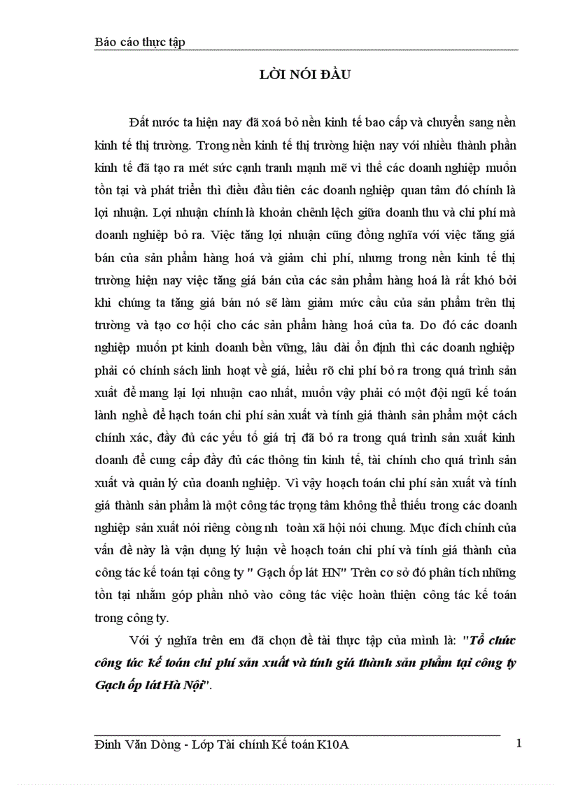 image for page Tổ chức công tác kế toán chi phí sản xuất và tính giá thành sản phẩm tại công ty Gạch ốp lát Hà Nội 1