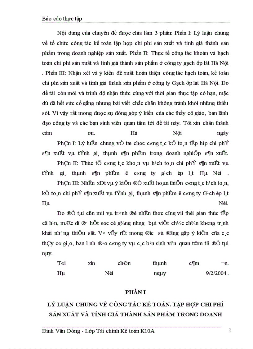 image for page Tổ chức công tác kế toán chi phí sản xuất và tính giá thành sản phẩm tại công ty Gạch ốp lát Hà Nội 1