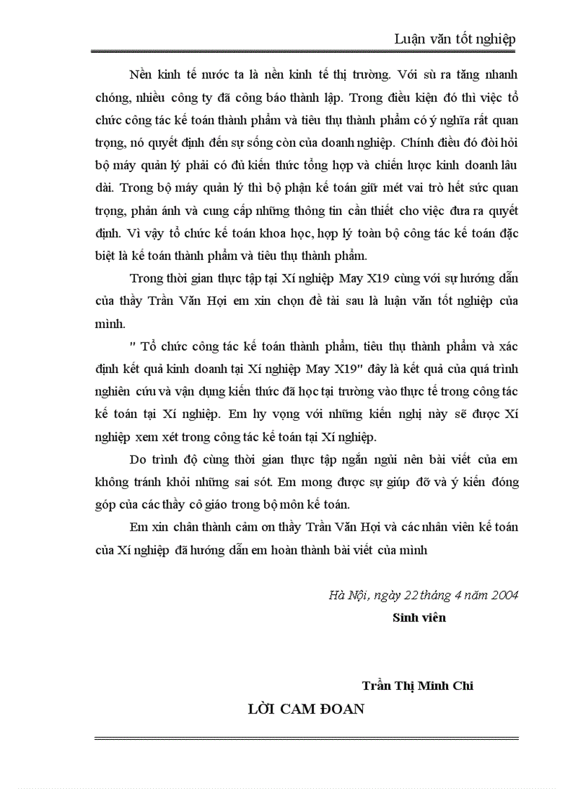 image for page Tổ chức công tác kế toán thành phẩm tiêu thụ thành phẩm và xác định kết quả kinh doanh tại Xí nghiệp May X19 1
