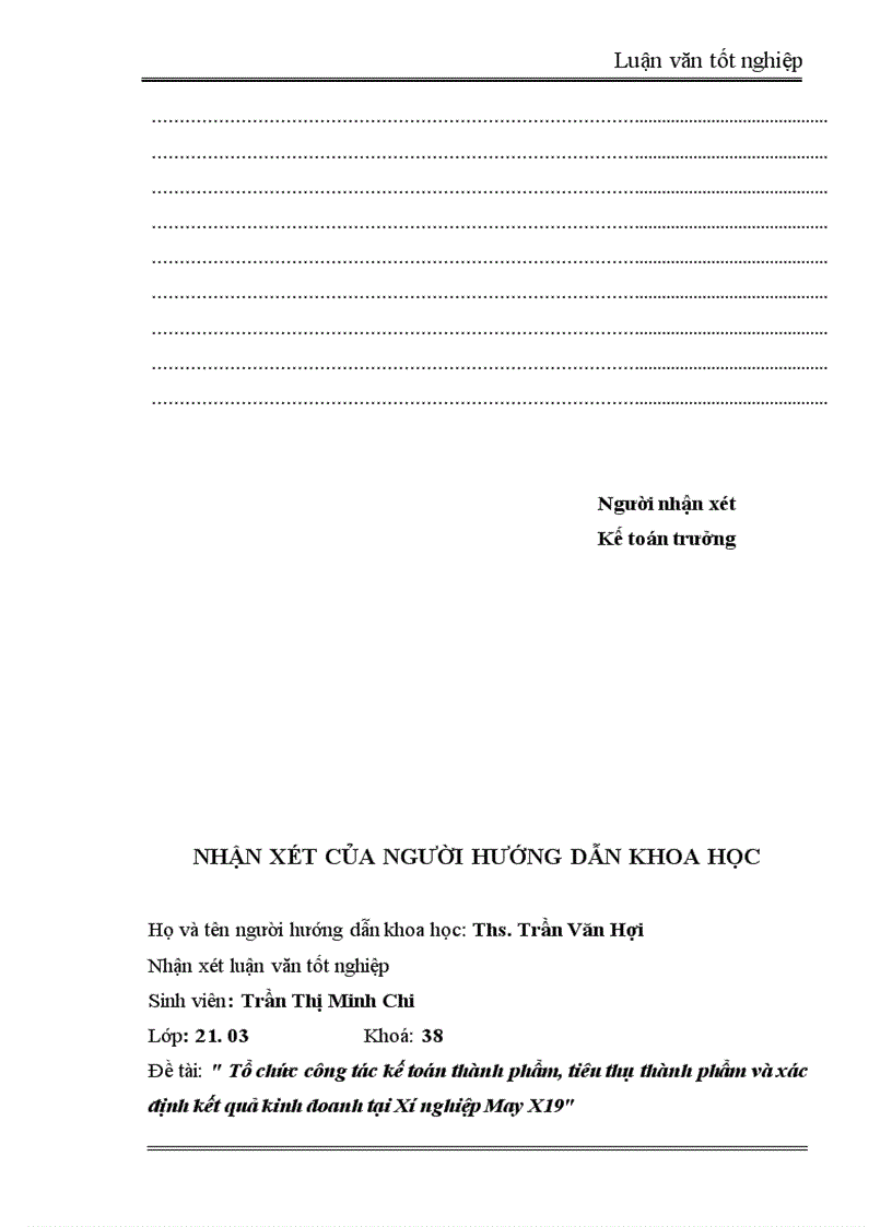 image for page Tổ chức công tác kế toán thành phẩm tiêu thụ thành phẩm và xác định kết quả kinh doanh tại Xí nghiệp May X19 1