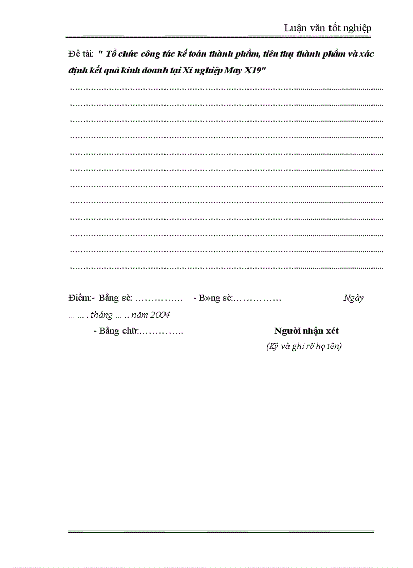 image for page Tổ chức công tác kế toán thành phẩm tiêu thụ thành phẩm và xác định kết quả kinh doanh tại Xí nghiệp May X19 1