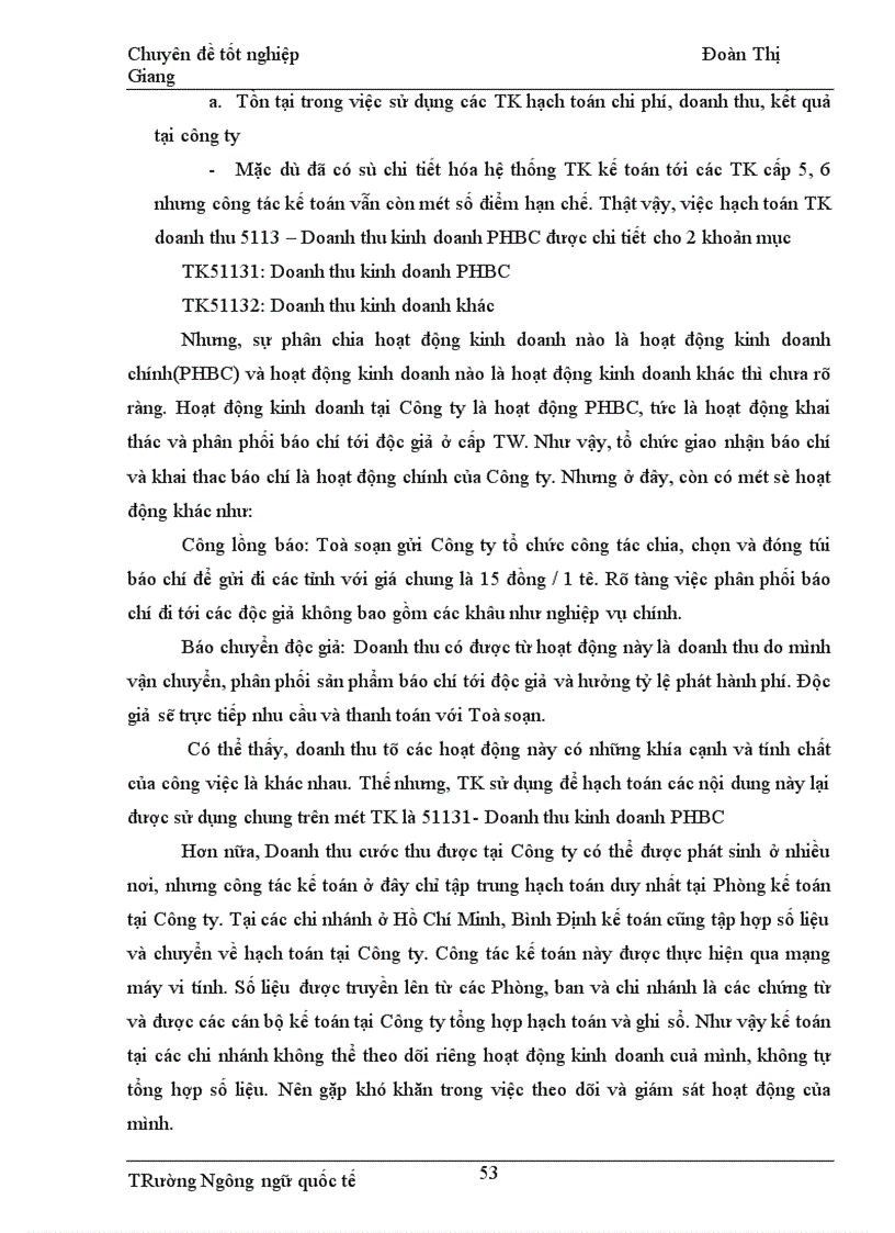 image for page Công tác hạch toán chi phí doanh thu của hoạt động phát hành báo chí tại Công ty Phát hành báo chí Trung Ương 1