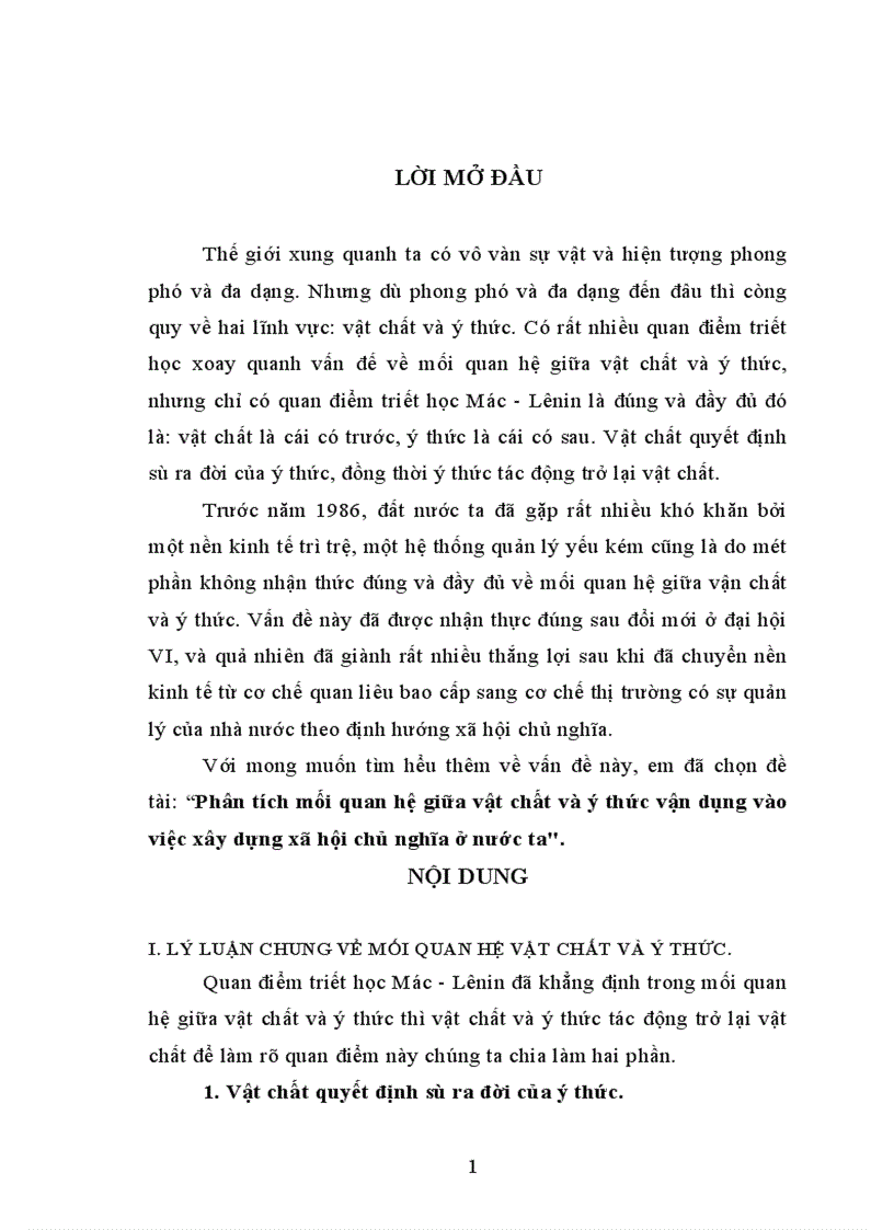 image for page Phân tích mối quan hệ giữa vật chất và ý thức vận dụng vào việc xây dựng xã hội chủ nghĩa ở nước ta 1