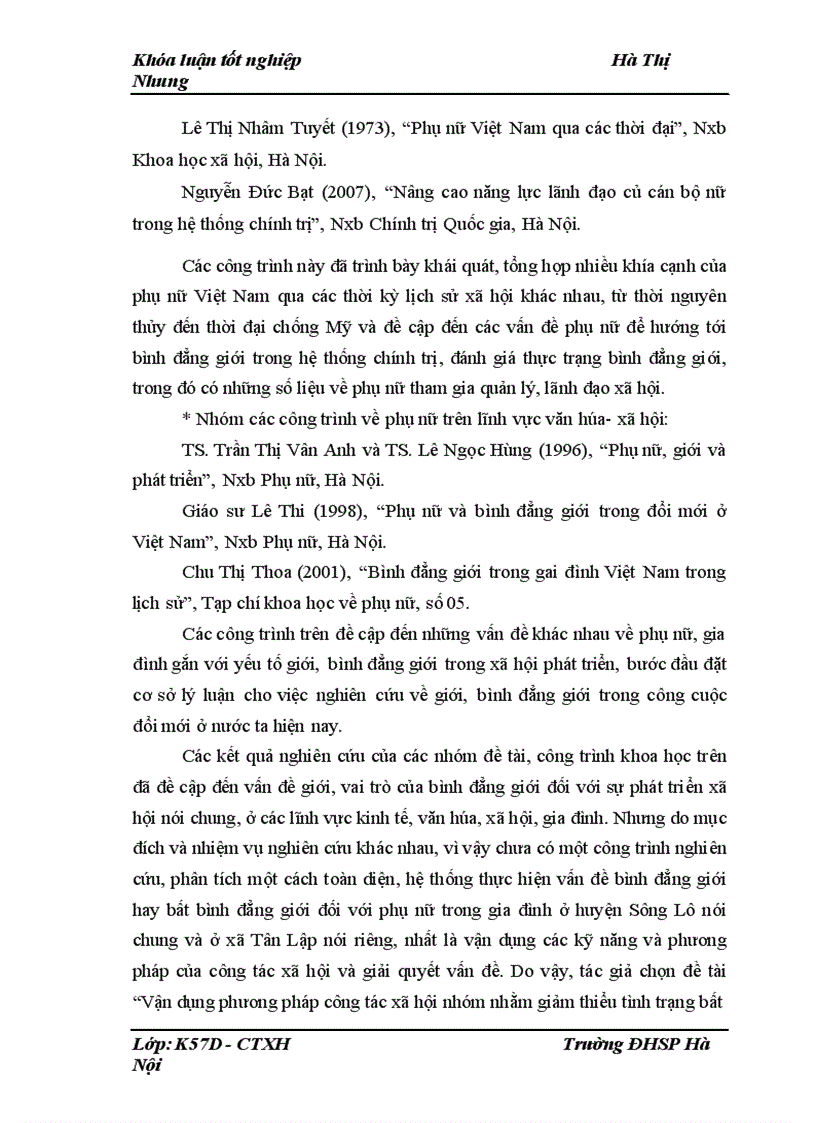image for page Vận dụng phương pháp công tác xã hội nhóm nhằm giảm thiểu tình trạng bất bình đẳng giới đối với phụ nữ trong gia đình nông thôn tại xã Tân Lập Sông Lô Vĩnh Phúc hiện nay