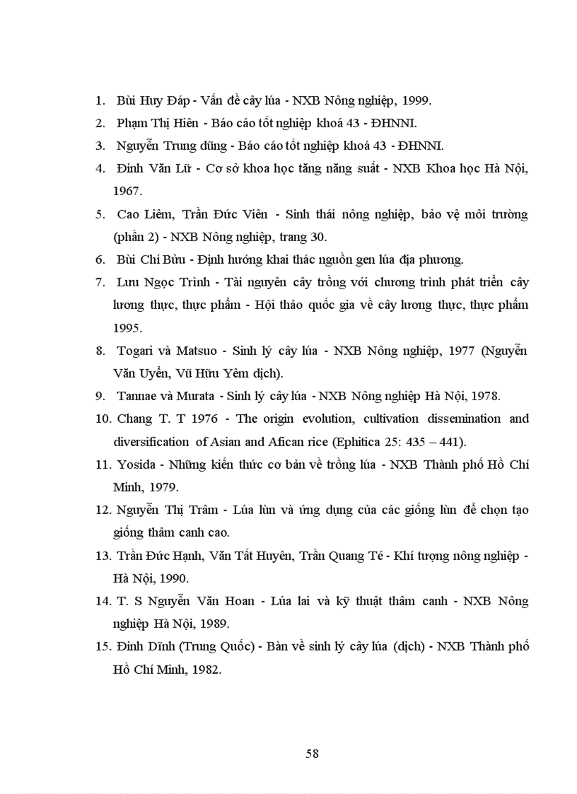 image for page Đánh giá năng suất và khả năng chống chịu sâu bệnh của các dòng triển vọng trong tập đoàn quan sát vụ mùa năm 2002 tại Thanh Trì Hà Nội