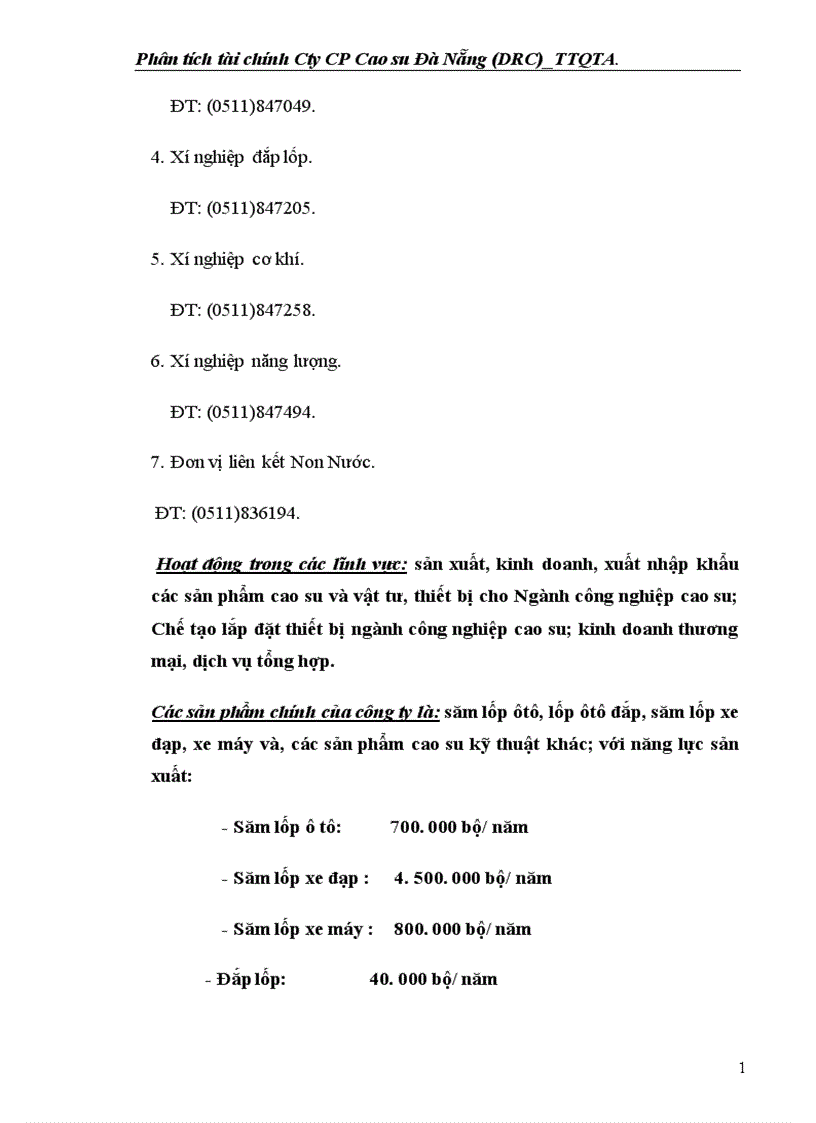 image for page Phân tích tài chính Cty CP Cao su Đà Nẵng DRC TTQTA