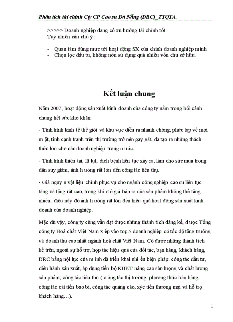 image for page Phân tích tài chính Cty CP Cao su Đà Nẵng DRC TTQTA