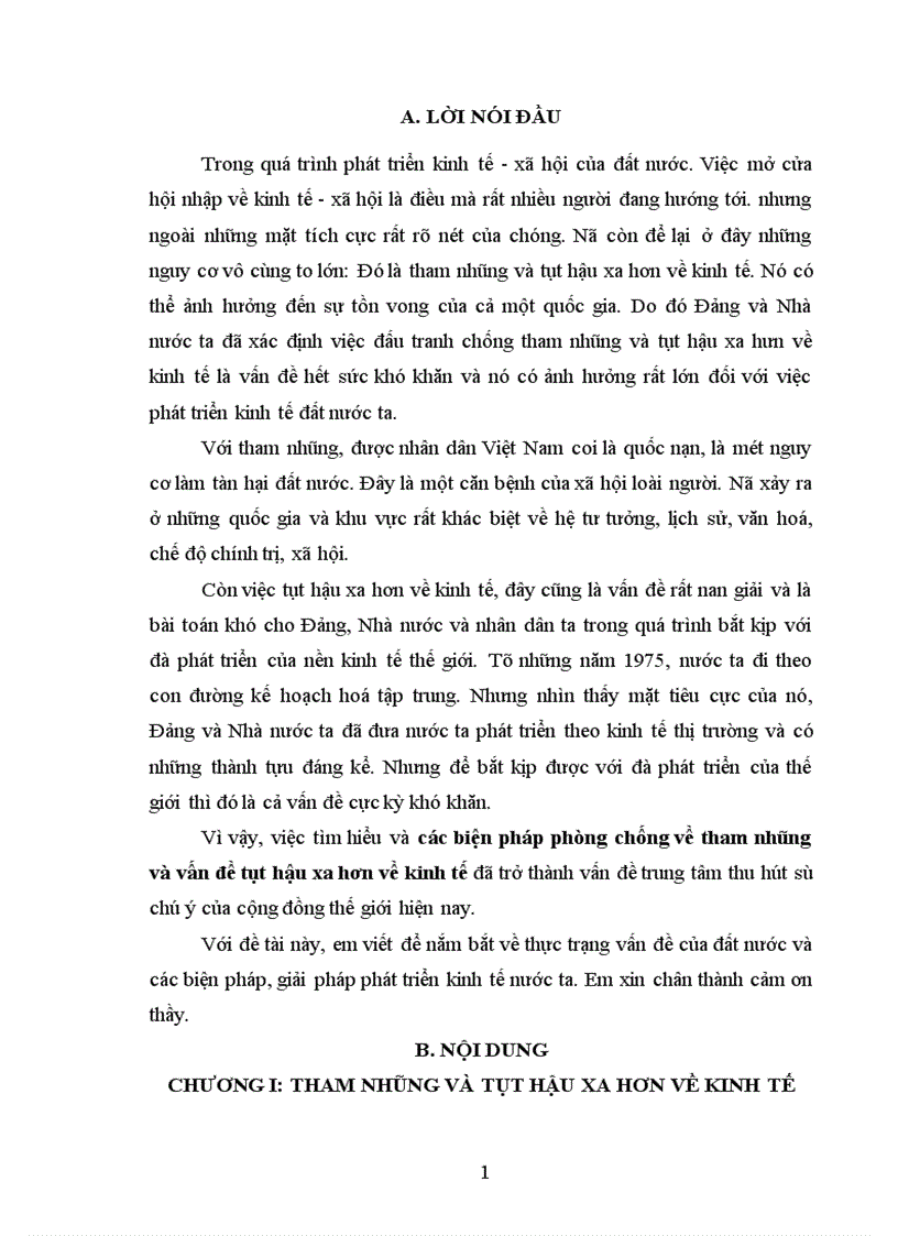 image for page Các biện pháp phòng chống về tham nhũng và vấn đề tụt hậu xa hơn về kinh tế