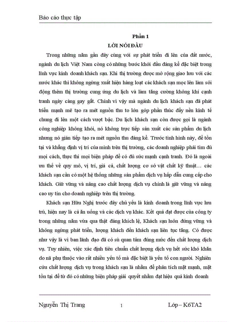 image for page Báo cáo thực tập về khách sạn Hữu Nghị