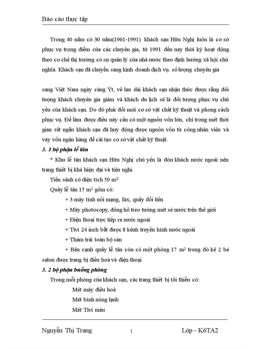 image for page Báo cáo thực tập về khách sạn Hữu Nghị