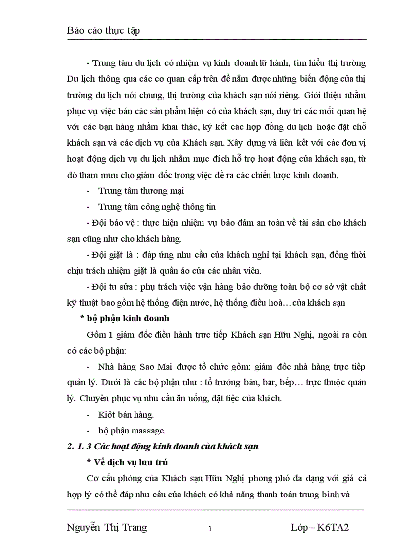 image for page Báo cáo thực tập về khách sạn Hữu Nghị
