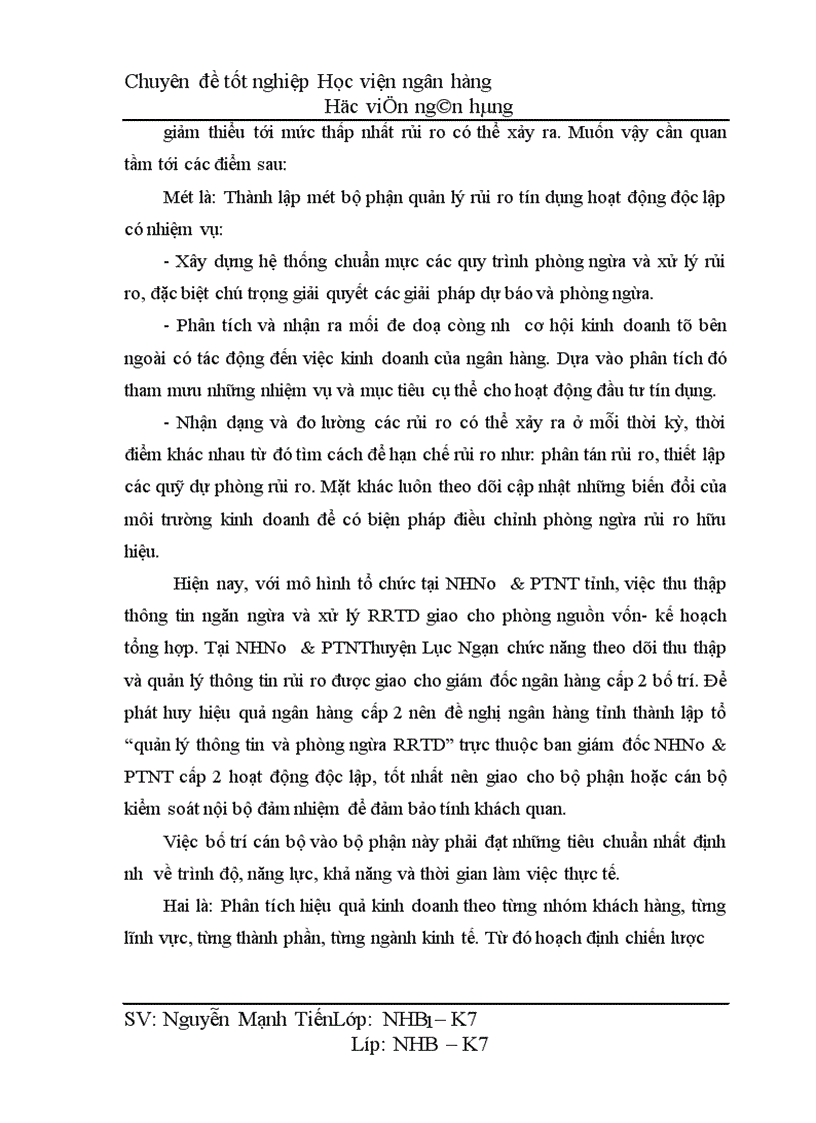 image for page Giải pháp phòng ngừa và hạn chế rủi ro tín dụng trong hoạt động kinh doanh tại NHNN PTNT huyện Lục Ngạn Bắc Giang