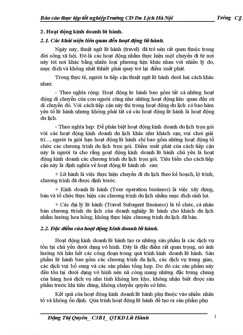 image for page Báo cáo thực tập tốt nghiệp Trường CĐ Du Lịch Hà Nội