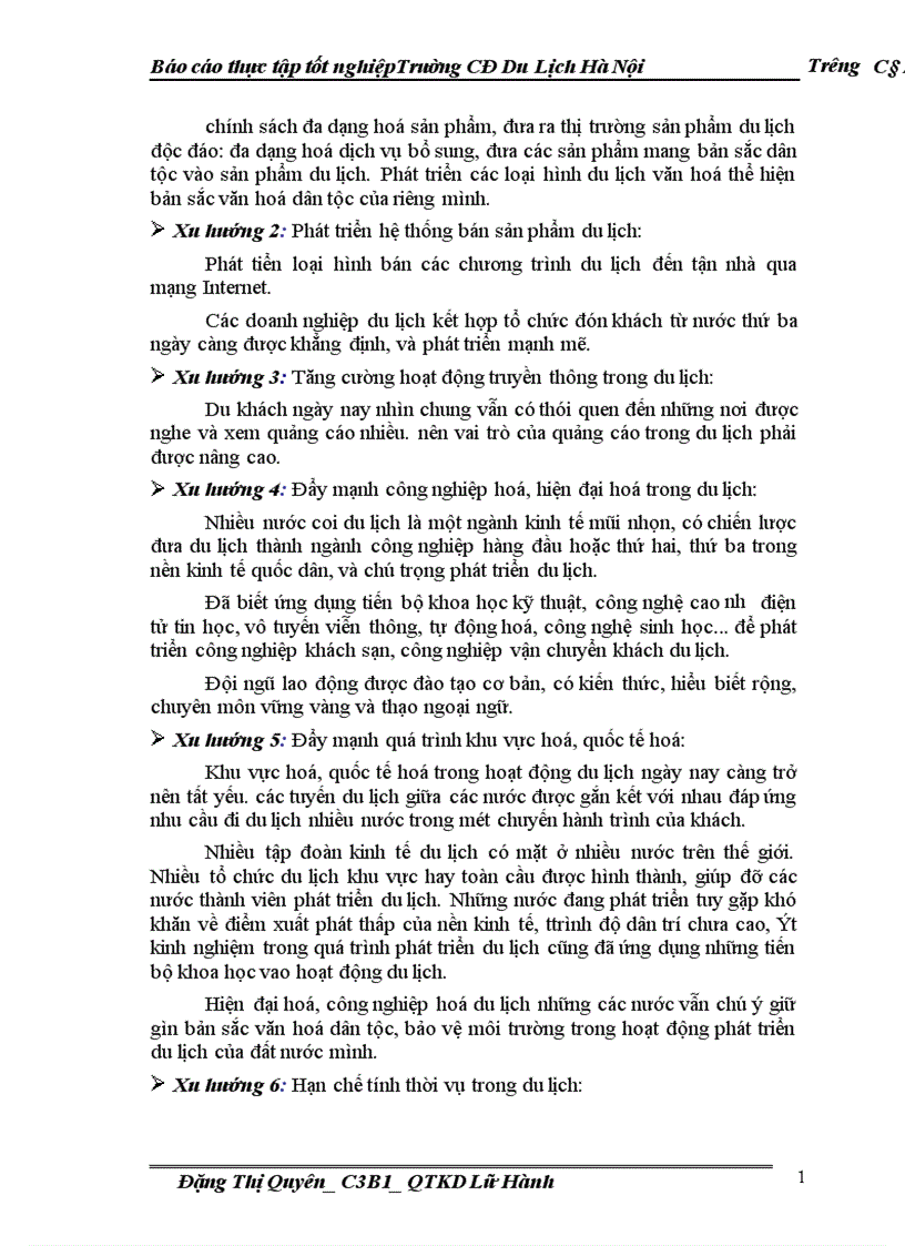 image for page Báo cáo thực tập tốt nghiệp Trường CĐ Du Lịch Hà Nội