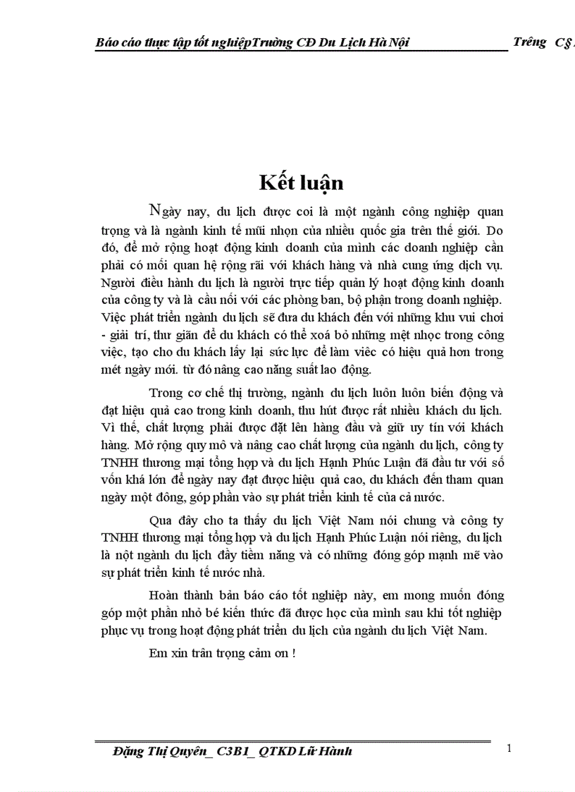 image for page Báo cáo thực tập tốt nghiệp Trường CĐ Du Lịch Hà Nội
