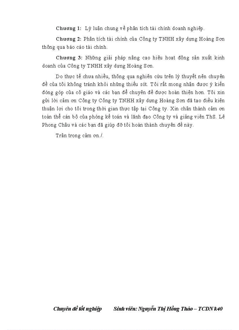image for page Phân tích tài chính của Công ty TNHH xây dựng Hoàng Sơn thông qua báo cáo tài chính
