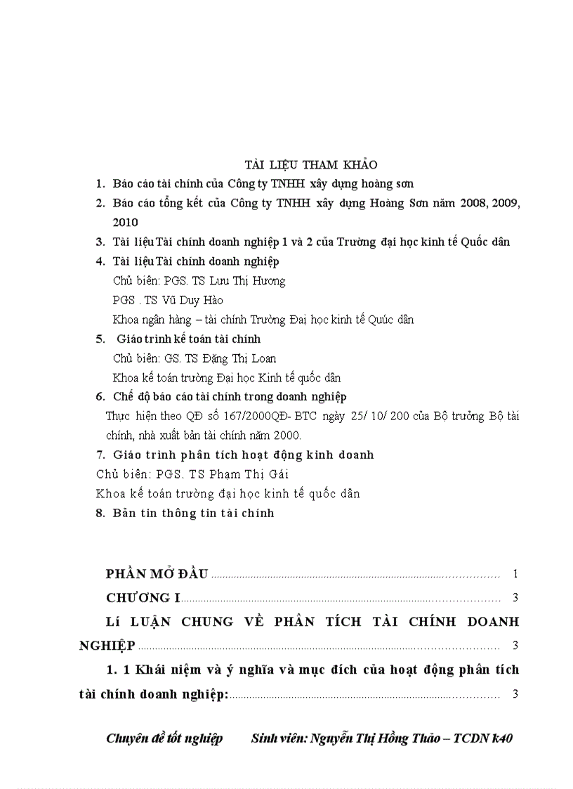 image for page Phân tích tài chính của Công ty TNHH xây dựng Hoàng Sơn thông qua báo cáo tài chính