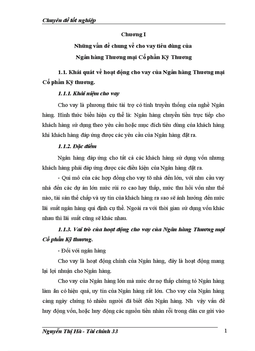 image for page Những vấn đề chung về cho vay tiêu dùng của Ngân hàng Thương mại Cổ phần Kỹ Thương