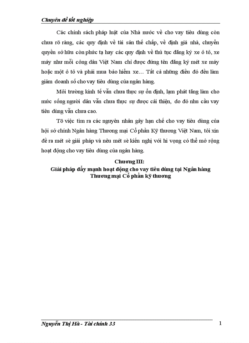 image for page Những vấn đề chung về cho vay tiêu dùng của Ngân hàng Thương mại Cổ phần Kỹ Thương