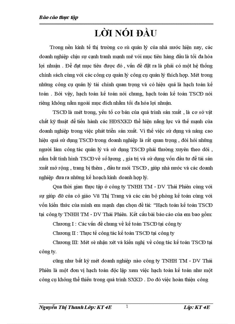 image for page Hạch toán kế toán TSCĐ tại công ty TNHH TM DV Thái Phiên