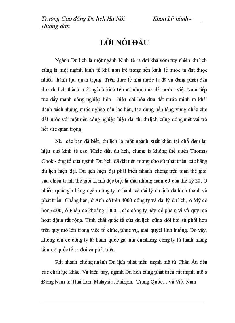 image for page Hoạt động của bộ phận hướng dẫn viên trong công ty thương mại và du lịch bắc á