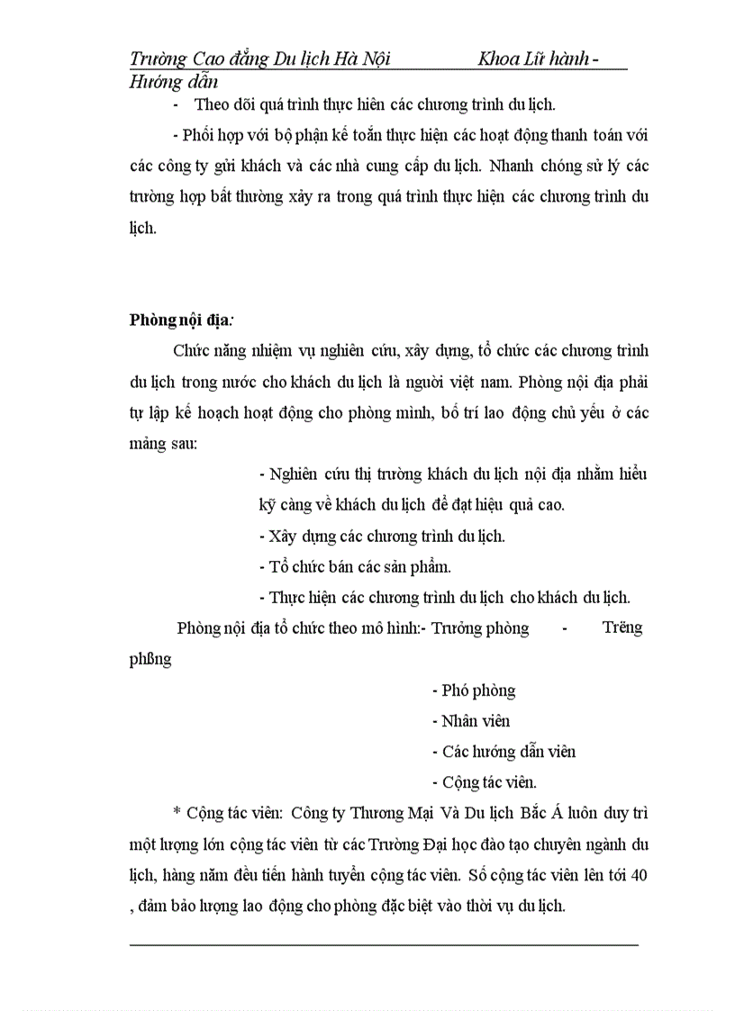 image for page Hoạt động của bộ phận hướng dẫn viên trong công ty thương mại và du lịch bắc á