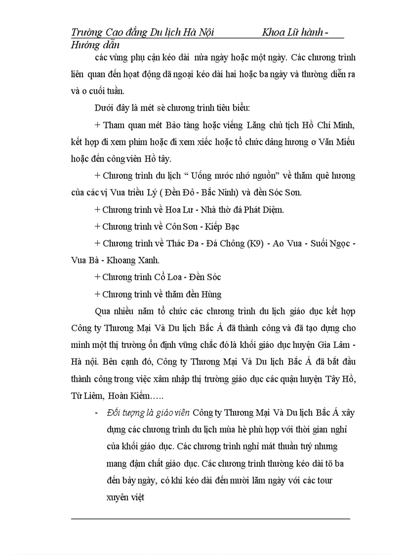 image for page Hoạt động của bộ phận hướng dẫn viên trong công ty thương mại và du lịch bắc á