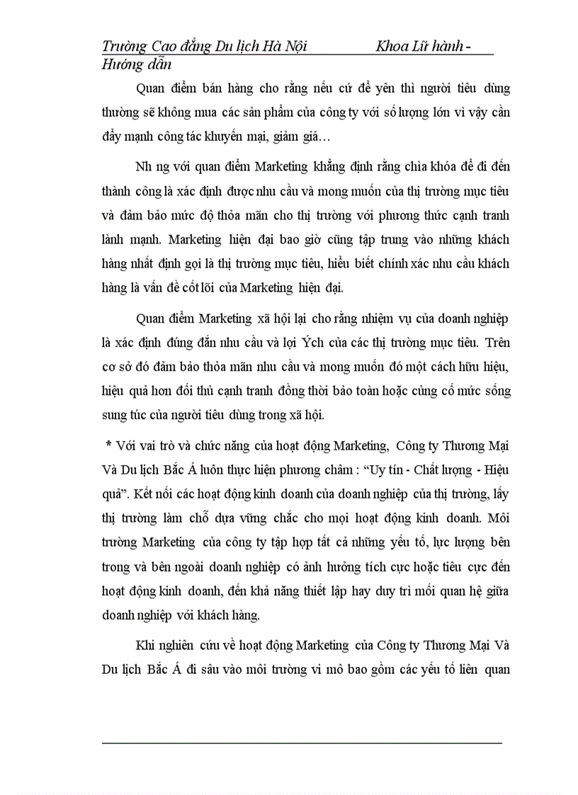 image for page Hoạt động của bộ phận hướng dẫn viên trong công ty thương mại và du lịch bắc á