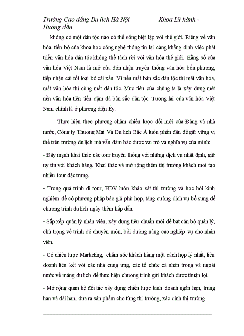 image for page Hoạt động của bộ phận hướng dẫn viên trong công ty thương mại và du lịch bắc á