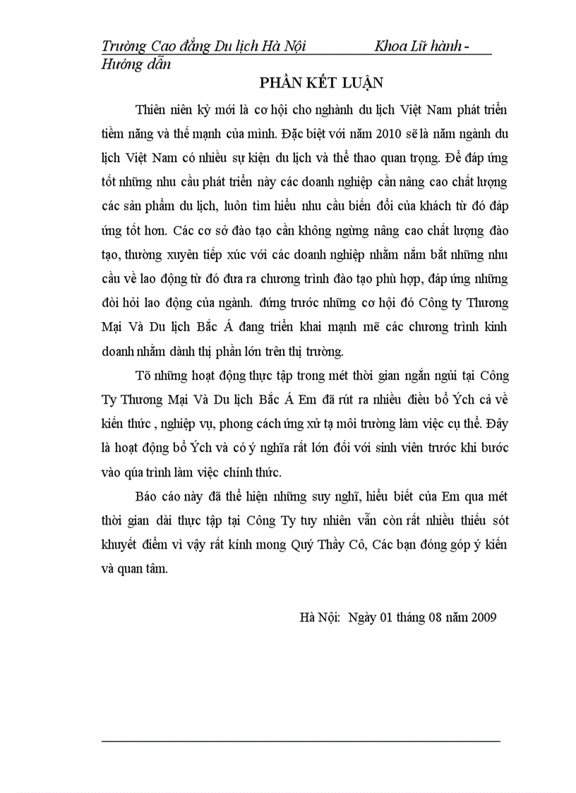 image for page Hoạt động của bộ phận hướng dẫn viên trong công ty thương mại và du lịch bắc á