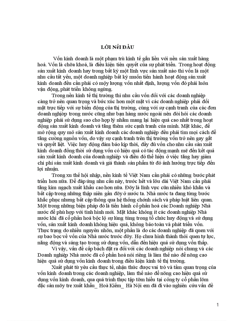 image for page Vốn kinh doanh và một số biện pháp nâng cao hiệu quả sử dụng vốn kinh doanh tại công ty cổ phần lâm đặc sản mây tre xuất khẩu Hoàn Kiếm Hà Nội