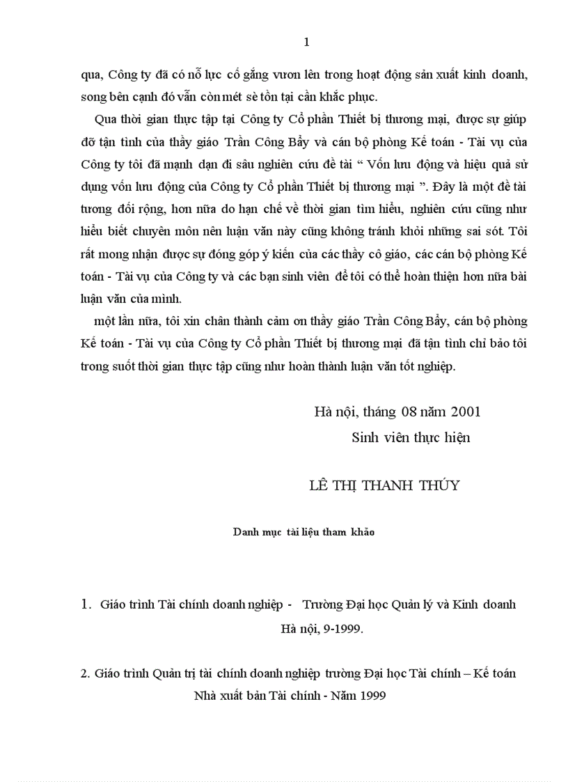 image for page Vốn lưu động và hiệu quả sử dụng vốn lưu động tại Công ty Cổ phần Thiết bị thương mại