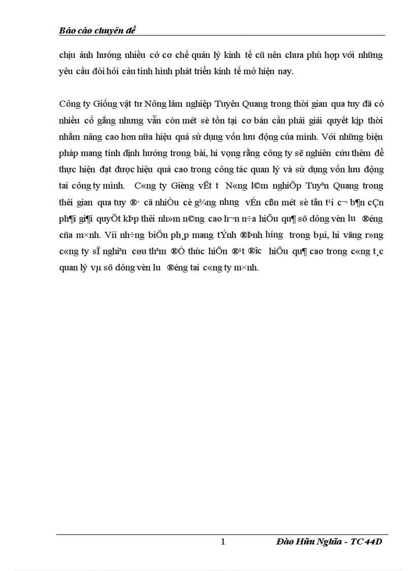 image for page Vốn lưu động và các biện pháp nâng cao hiệu quả sử dụng vốn lưu động tại Công ty Giống vật tư Nông lâm nghiệp Tuyên Quang