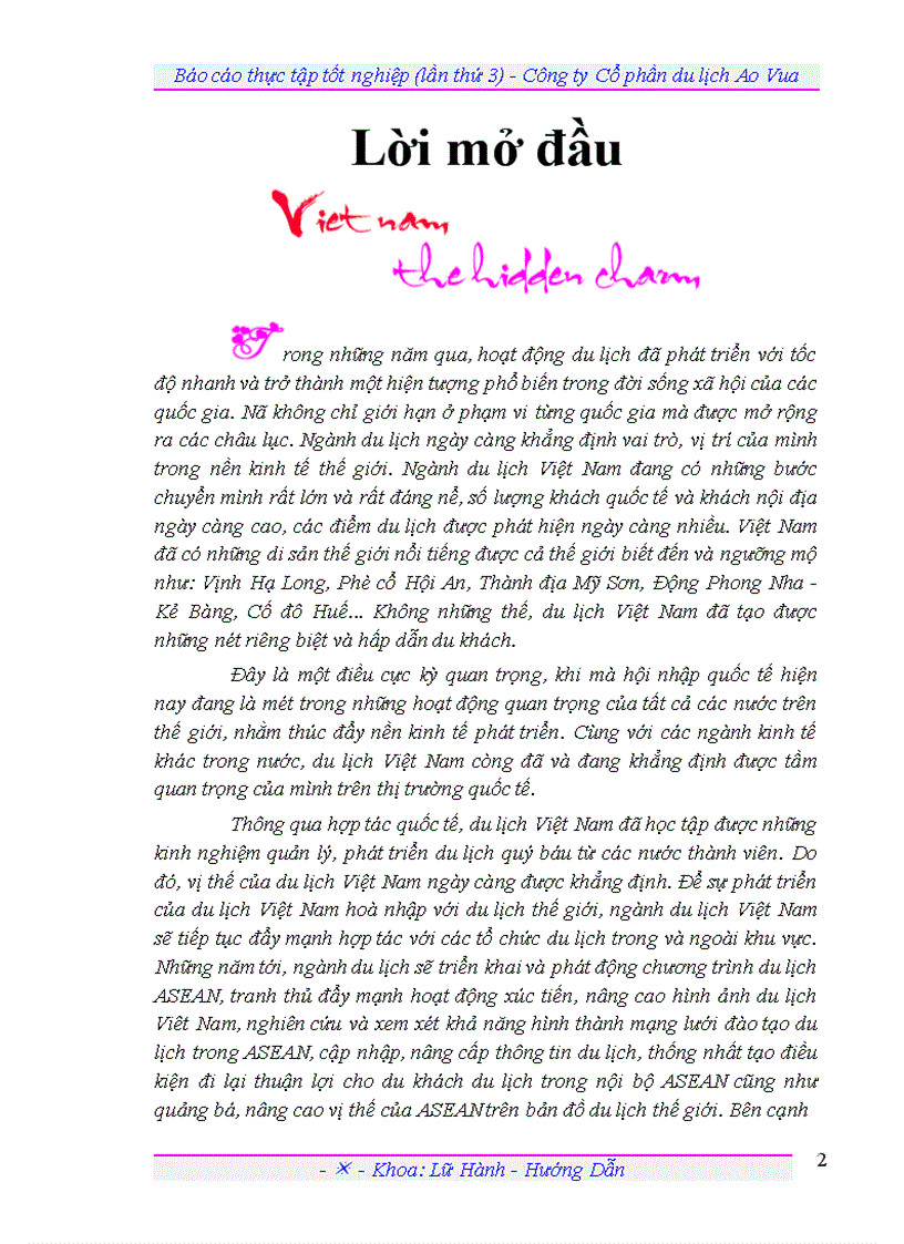 image for page Hoạt động kinh doanh lữ hành của công ty cổ phần du lịch Ao Vua