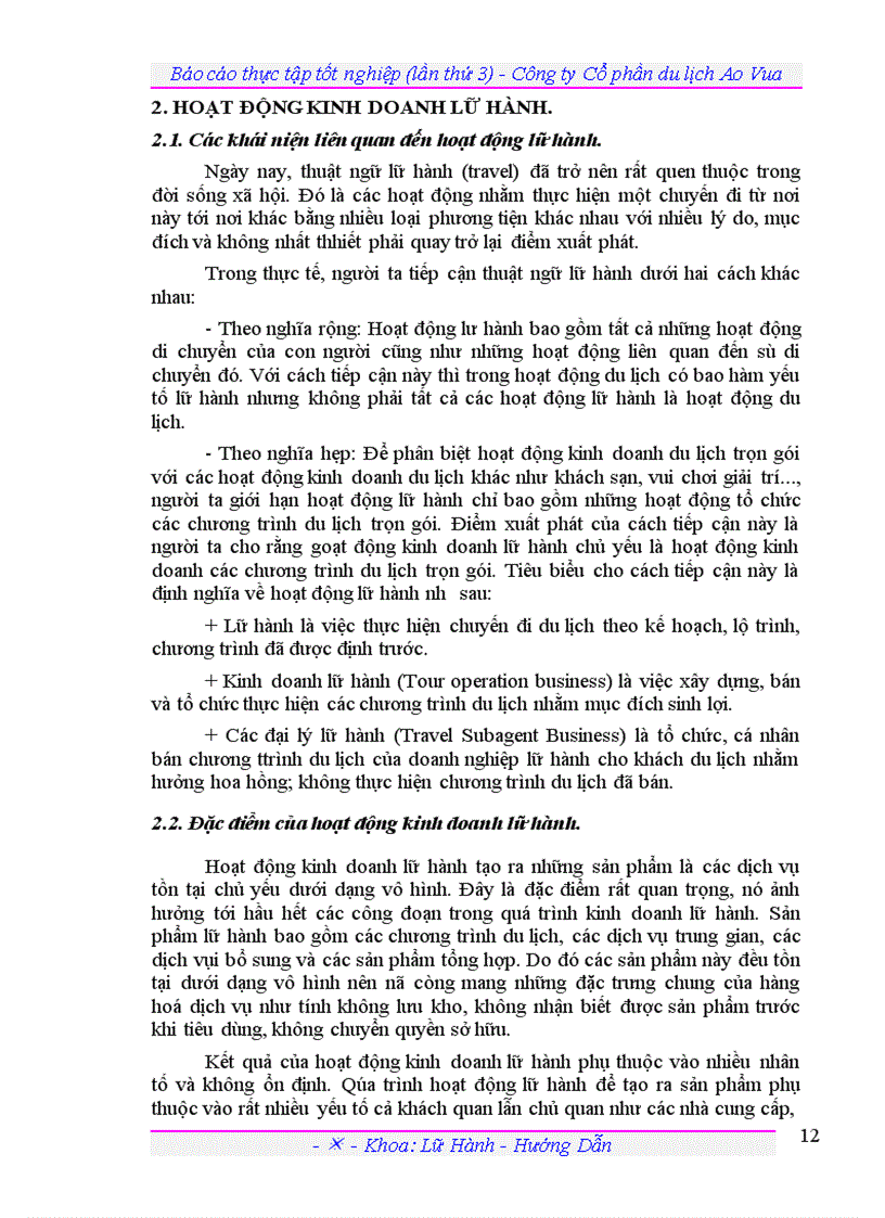 image for page Hoạt động kinh doanh lữ hành của công ty cổ phần du lịch Ao Vua