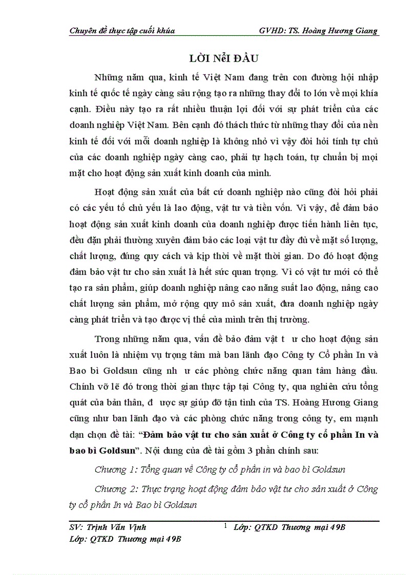 image for page Đảm bảo vật tư cho sản xuất ở Công ty cổ phần In và bao bì Goldsun