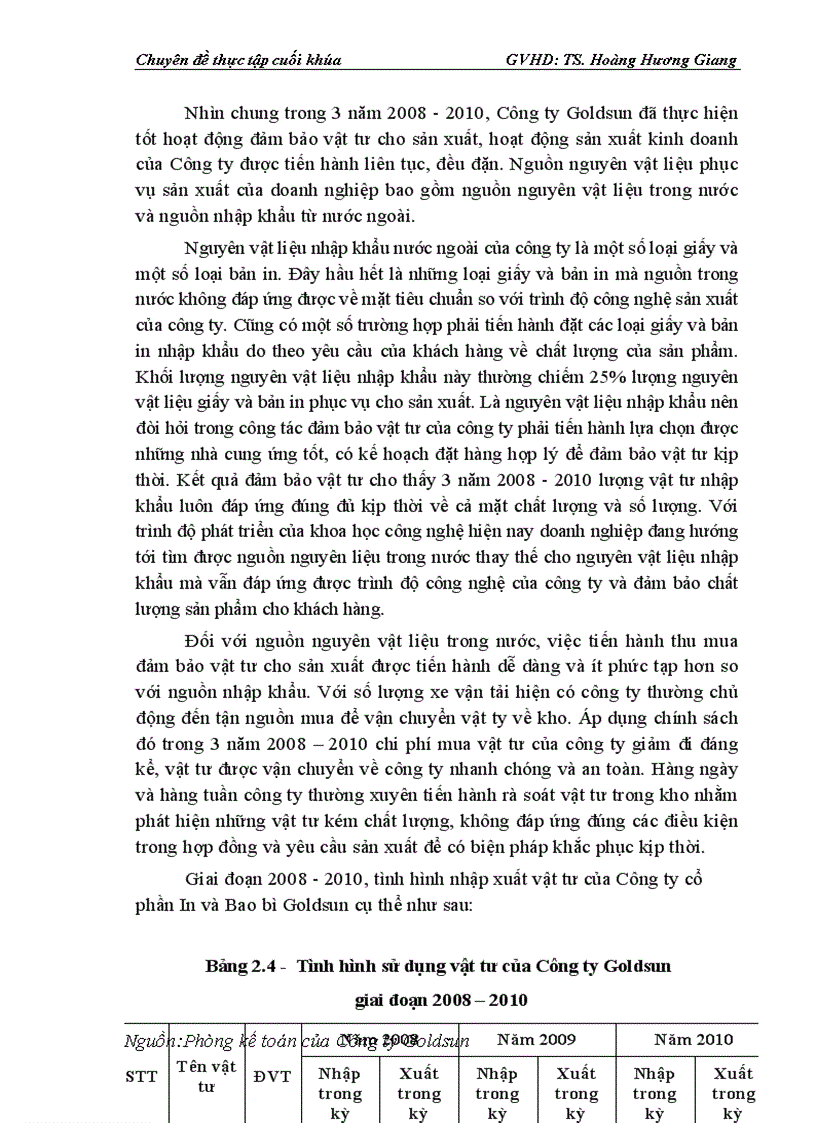 image for page Đảm bảo vật tư cho sản xuất ở Công ty cổ phần In và bao bì Goldsun