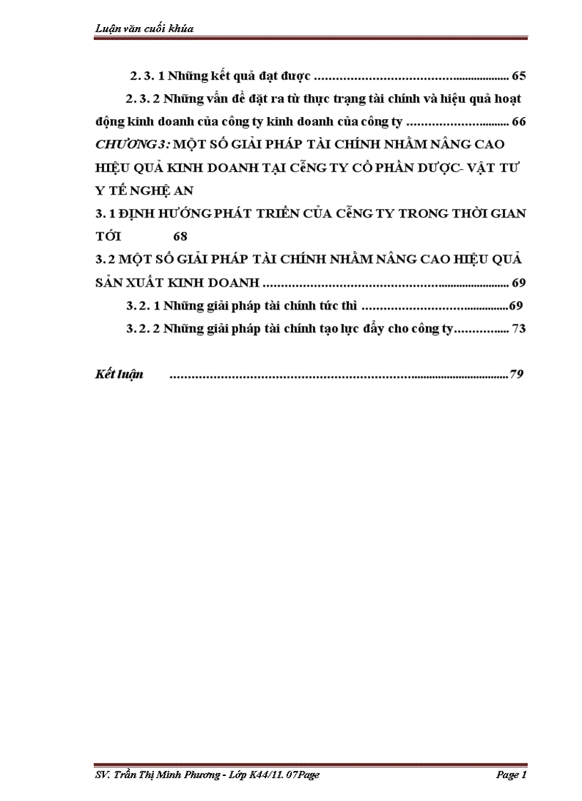 Đánh giá thực trạng tài chính doanh nghiệp và một số giải pháp tài chính nâng cao hiệu quả sản xuất kinh doanh tại công ty cổ phần Dược Vật tư y tế Nghệ An