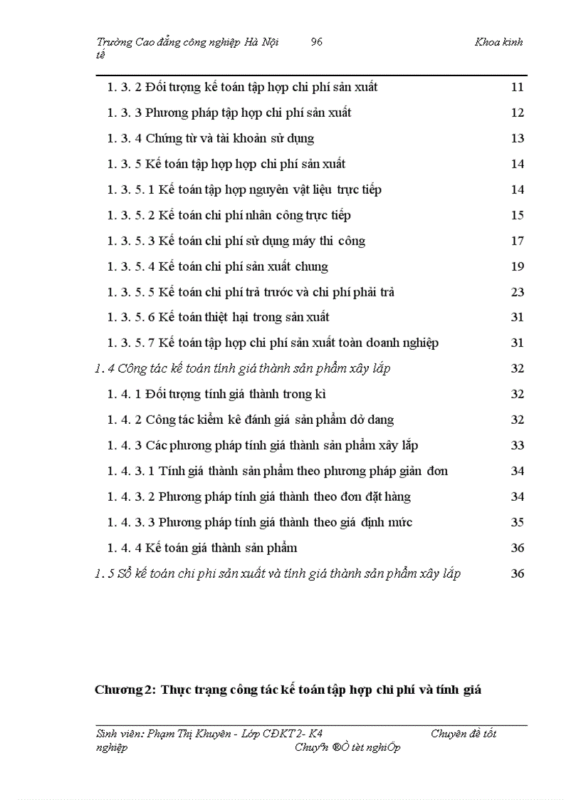 image for page Hoàn thiện công tác kế toán tập hợp chi phí sản xuất và tính giá thành sản phẩm xây lắp tại Xí nghiệp xây lắp H36 Công ty xây lắp hoá chất 1
