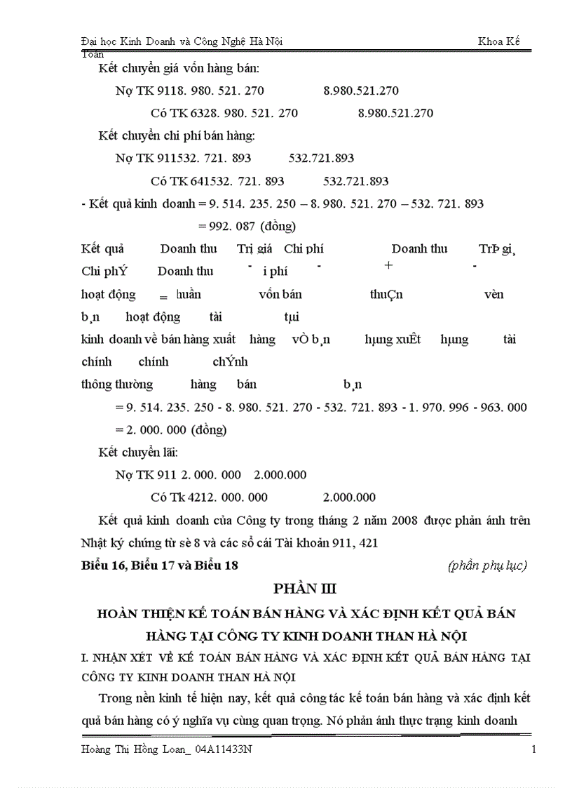 image for page Kế toán bán hàng và xác định kết quả bán hàng tại Công ty kinh doanh Than Hà Nội