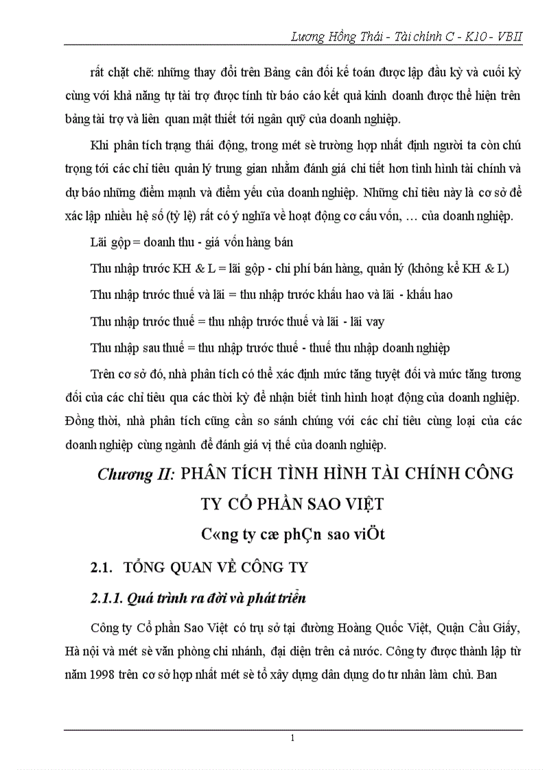 image for page Phân tích tình hình tài chính Công ty cổ phần Sao Việt 1