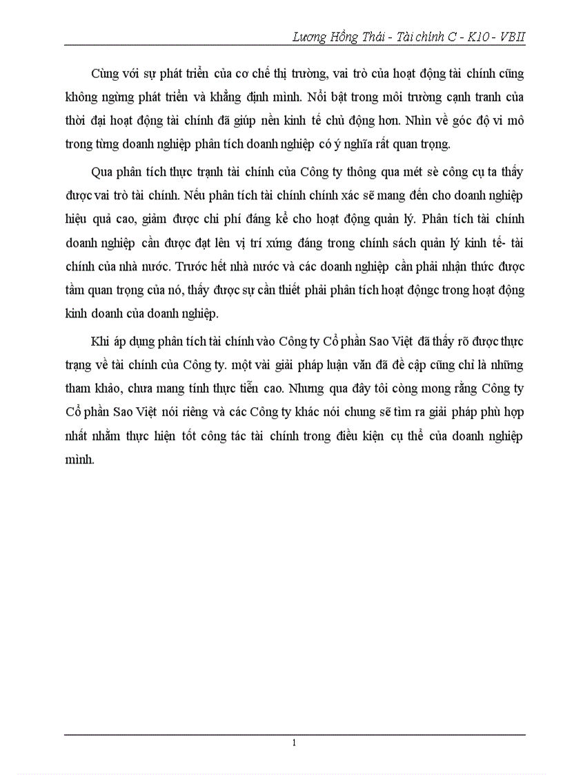 image for page Phân tích tình hình tài chính Công ty cổ phần Sao Việt 1