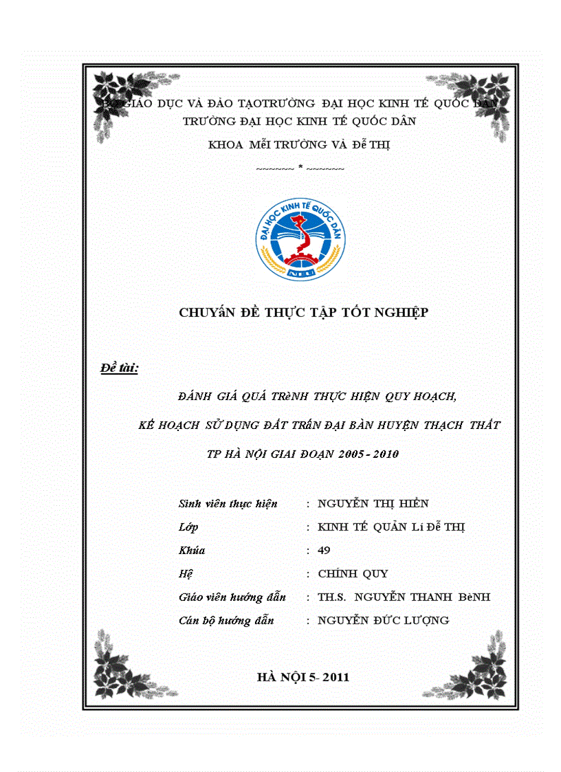 image for page Đánh giá quá trình thực hiện quy hoạch kế hoạch sử dụng đất trên đại bàn huyện Thạch Thất TP Hà Nội giai đoạn 2005 2010