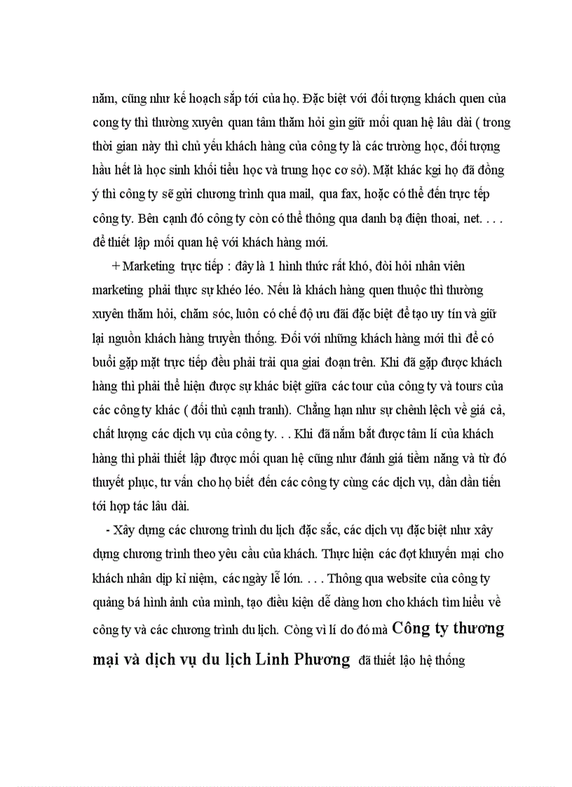 image for page Các hoạt động kinh doanh lữ hành của công ty thương mại và dịch vụ du lịch Linh Phương